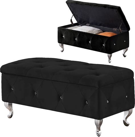 Amazon.com: mikibama Velvet Storage Ottoman Benches for Bedroom End of ...