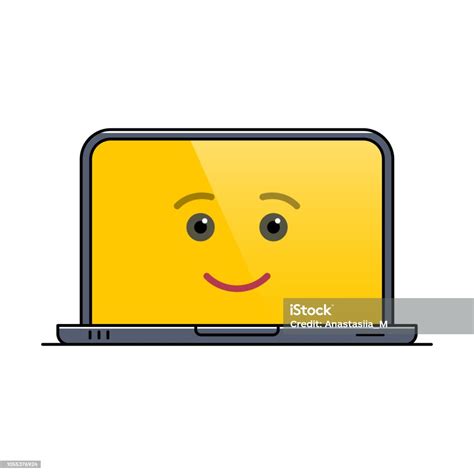 Funny Laptop Computer Isolated Emoticon Stock Illustration - Download Image Now ...