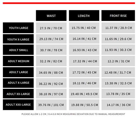 SHORTS SIZE CHART – The Boys