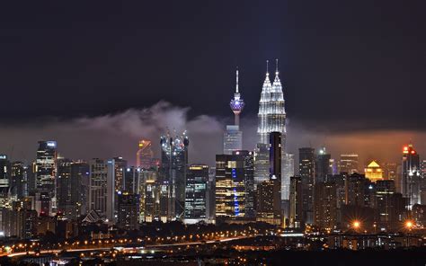 4K, 5K, Malaysia, Houses, Skyscrapers, Parks, Night, Kuala Lumpur, HD ...