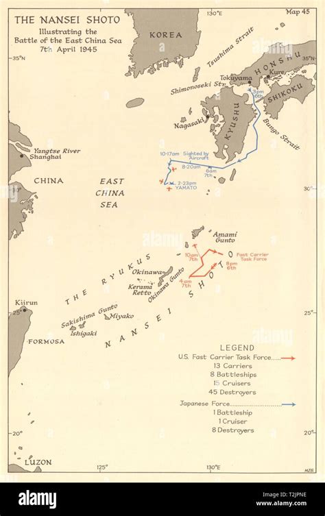 Yamato sinking. Battle of East China Sea 7 April 1945. Operation Ten-Go ...