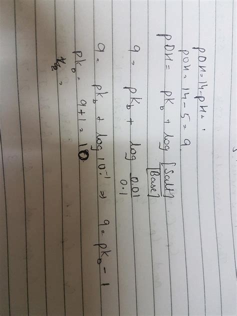 One litre of a buffer solution containing 0.01 M NH4Cl and 0.1 M NH,OH having pH 5 has pK equal ...