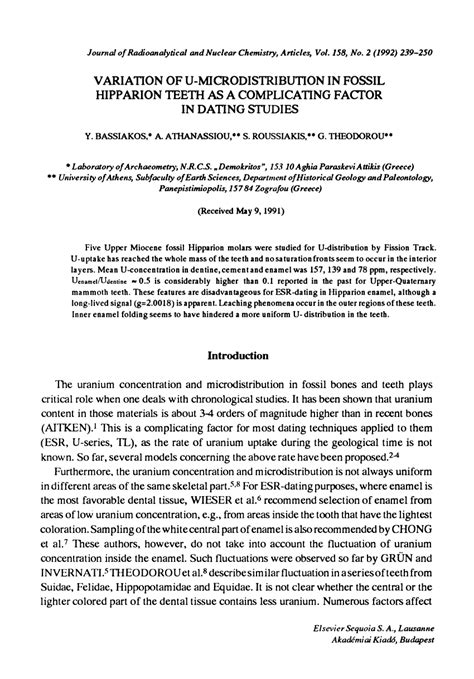 (PDF) Variation of U-microdistribution in fossil Hipparion teeth as a complicating factor in ...