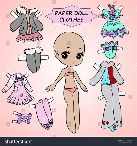 Cute Dress Paper Doll Body Template: vector de stock (libre de regalías ...