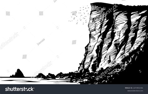 Cliff Vector Black Line Illustration Isolated Stock Vector (Royalty Free) 2273931301 | Shutterstock