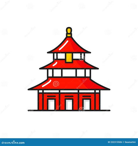 Temple of Heaven Chinese Pagoda Tower Line Icon Stock Vector - Illustration of oriental, china ...