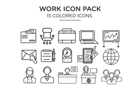 Work Icon Vector Set Graphic by outputs.studio · Creative Fabrica