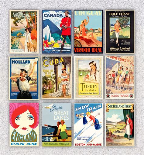 Set of 12 Vintage Travel Postcards World Travel Postcard - Etsy UK