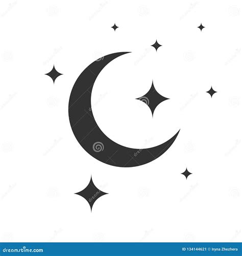 Moon and Stars Vector Icon, Modern Flat Symbol Isolated on White Background. Stock Vector ...