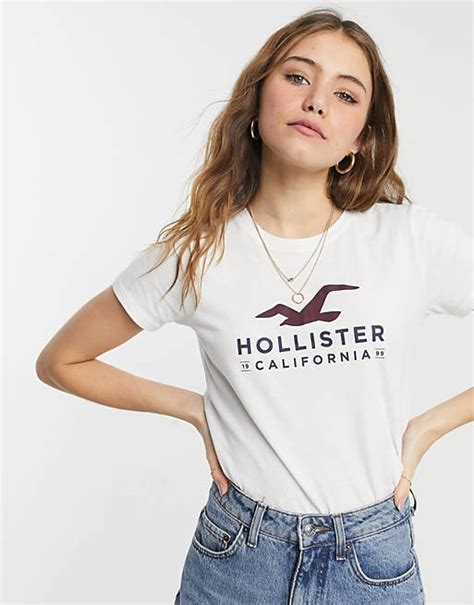 Hollister front logo tee in white | ASOS