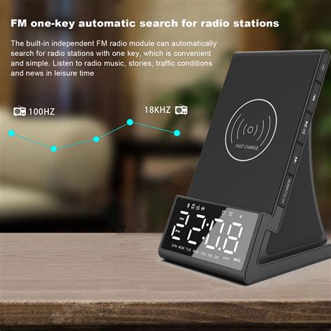 Alarm Clock LED Wireless Charging Bluetooth Speaker FM Radio - Yeedza.com