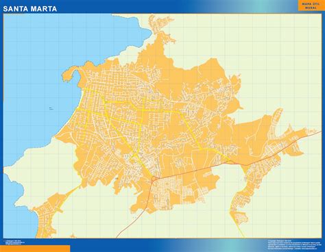 Santa Marta map in Colombia | Canada Wall maps of the world & countries