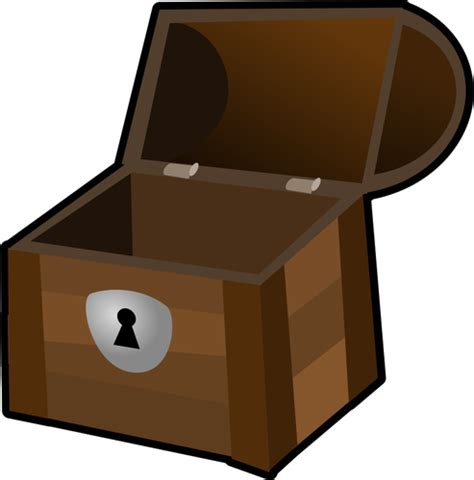 An open wooden chest with a lock vector clip art | Public domain vectors