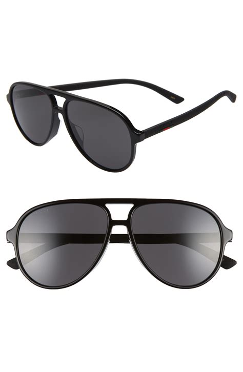 Men’s Gucci 60mm Aviator Sunglasses - Black | The Fashionisto