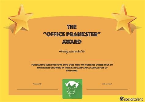 Funny Office Awards: The Office Pranker Award