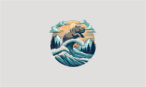 flying hippo on mountain vector artwork design 36088896 Vector Art at Vecteezy