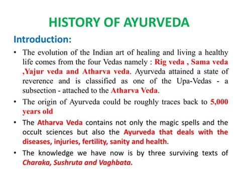 Brief history of ayurveda