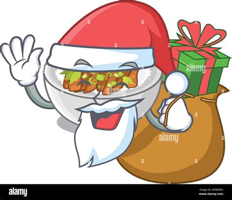 Santa with gift donburi above a tables wood cartoon Stock Vector Image & Art - Alamy