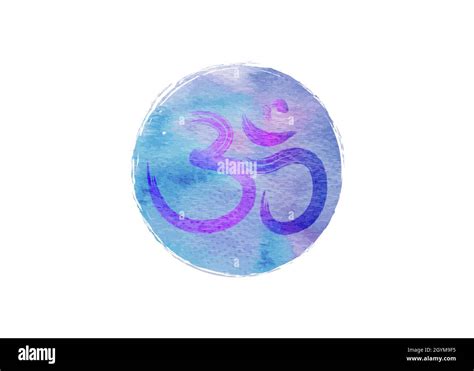 Om, Aum colorful symbol, watercolor style. Om ink icon Chinese Calligraphy. Samsara logo design ...