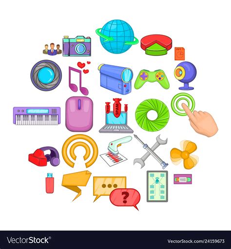 Computer application icons set cartoon style Vector Image