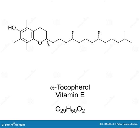 Alpha-Tocopherol, Vitamin E Chemical Formula and Skeletal Structure ...