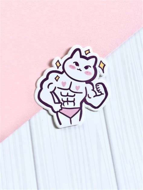 Kawaii Cute Strong Buff Kitty Cat Sticker Adorable Cats - Etsy