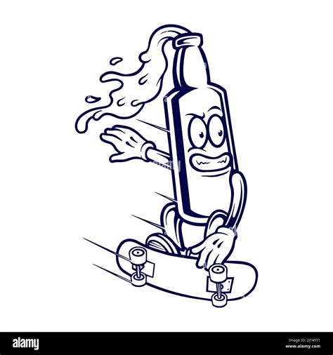 Beer Bottle Skater Silhouette Vector illustrations for your work Logo, mascot merchandise t ...