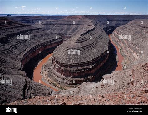 The Great Goosenecks San Juan River entrenched meanders carving narrow ...