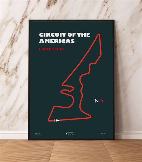 Circuit of the Americas Race Track Map F1 Poster Minimalist Glow Effect ...