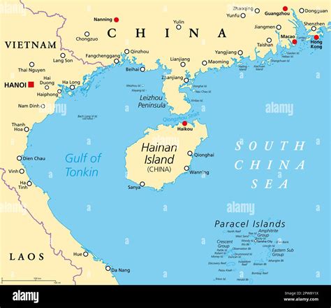 Hainan, a province of China, and the Paracel Islands, political map ...