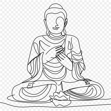 Line Art Buddha Statue, Statue Drawing, Statue Sketch, Art PNG ...