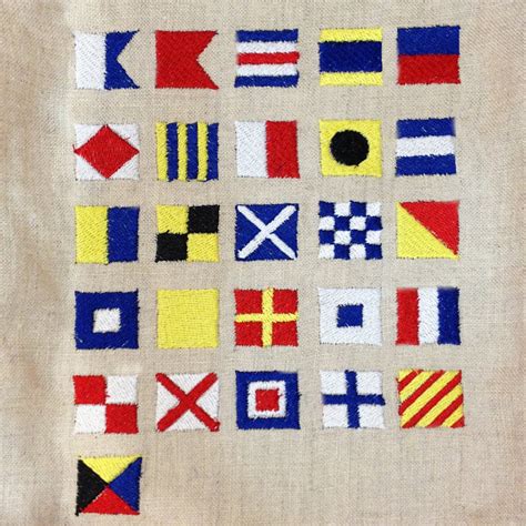 Nautical Flag Alphabet Letter Symbols Embroidery Designs in 2 Sizes. A ...