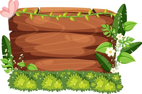 Nature frame wooden board with leaves and flowers 9203948 Vector Art at Vecteezy