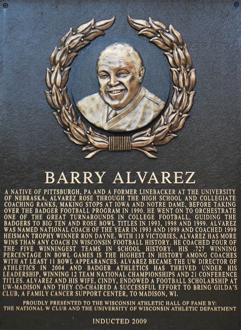 Wisconsin Athletic Hall of Fame-Barry Alvarez