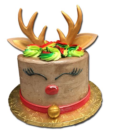 Reindeer Cake with Fondant Decor with Chocolate Buttercream Frosting - Aggie's Bakery & Cake Shop