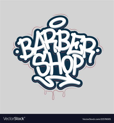 Barber shop tag graffiti style label lettering Vector Image