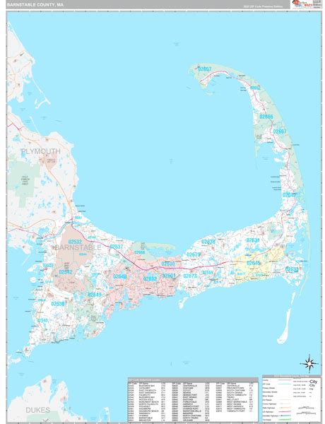 Barnstable County, MA Wall Map Premium Style by MarketMAPS - MapSales