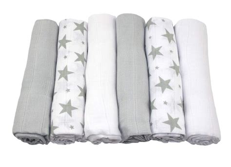 Muslinz 100% Cotton Baby Muslins 6 Pack Grey Stars - Etsy