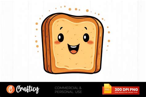 Cute Toast Happy Face Clipart PNG