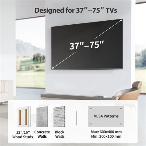 Full Motion TV Wall Mount For 37" To 75" TVs