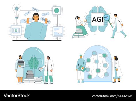 Artificial general intelligence research Vector Image