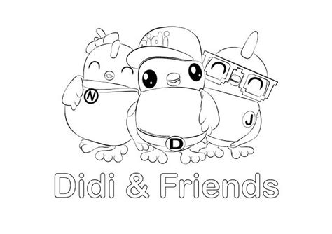 Gambar Mewarna Didi & Friends | Free kids coloring pages, Coloring books, Easy cartoon drawings