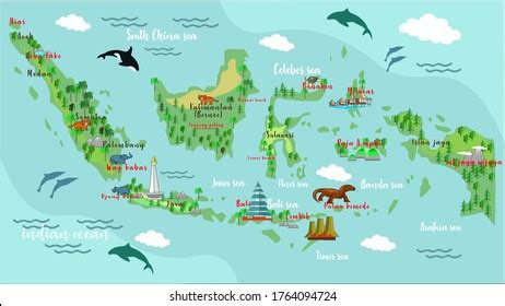 Maps Indonesia Landmark Education Child Stock Illustration 1764094724 ...