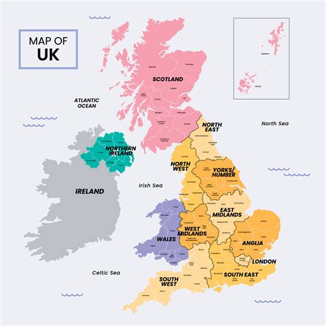 Map of United Kingdom and Surrounding Borders 20583555 Vector Art at ...