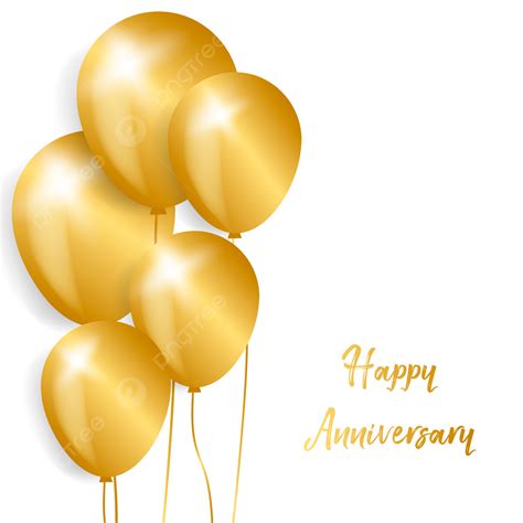 Anniversary Greeting Card With Realistic Shiny Gold Balloon Background, 3d, Air, Anniversary ...