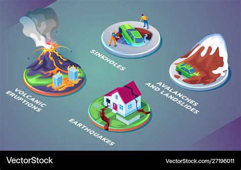 Geological natural disasters or geology hazards Vector Image