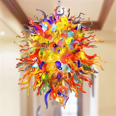 Blown Glass Chandelier Chihuly Style Multi Colors Hand Blown – ChihulyChandelier