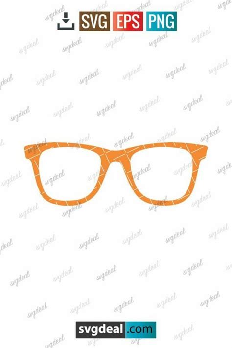 an orange pair of glasses with the word svg eps png on it's side