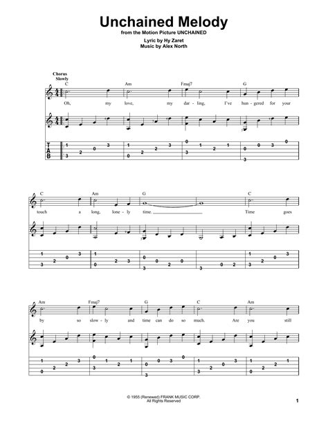 Unchained Melody by The Righteous Brothers Sheet Music for Solo Guitar at Sheet Music Direct