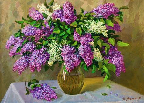 Download Vase Lilac Artistic Painting Wallpaper